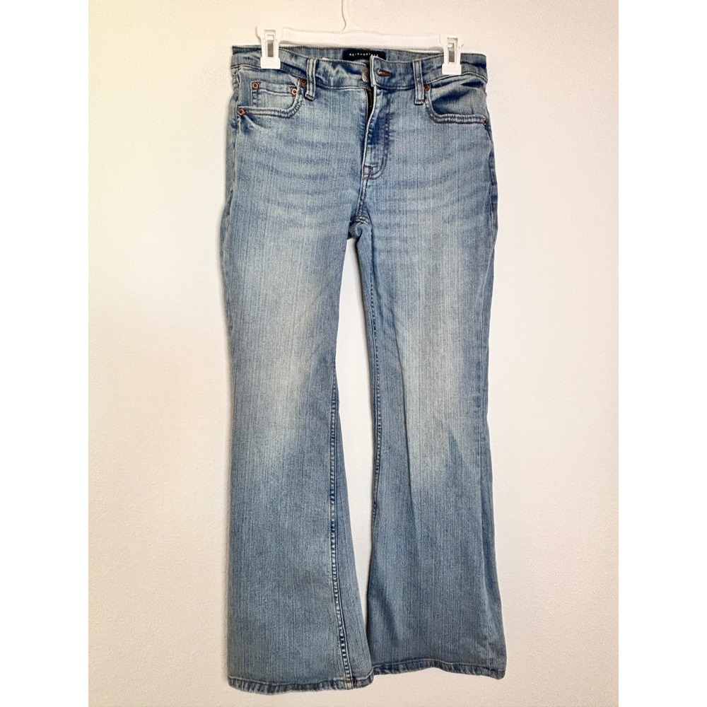 Aeropostale Mid Rise Flare Jeans Light Wash Blue Denim Size 6 Short